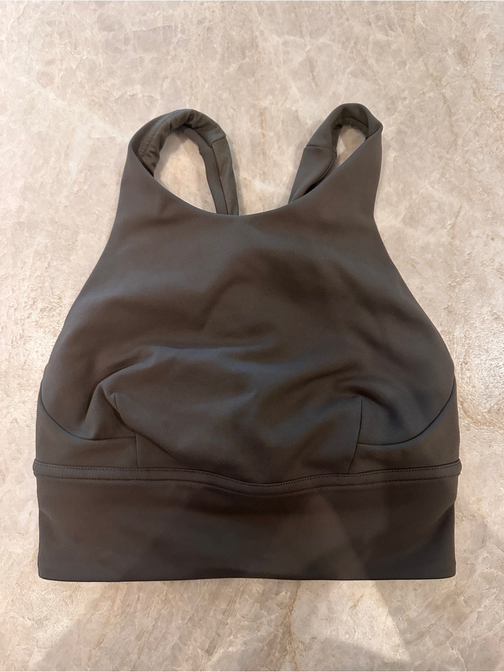 Lululemon Energy High Neck Longline Sports Bra Olive Green Size 2 Medium Support